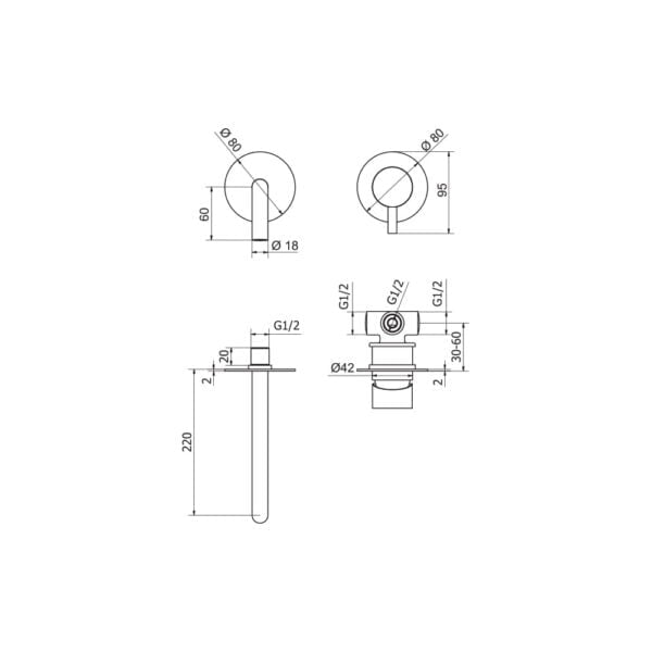 Teorema New Jabil Total Black 6373318 Μπαταρία Νιπτήρος Εντοιχισμού - Image 2