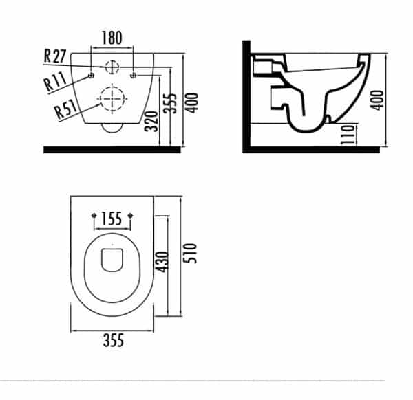 Λεκάνη Κρεμαστή FREE (FE320) Wall-Hung Pan FREE (FE320) ΜΕ ΚΑΛΥΜΜΑ SLIM SOFT CLOSE DUROPLAST - Image 4