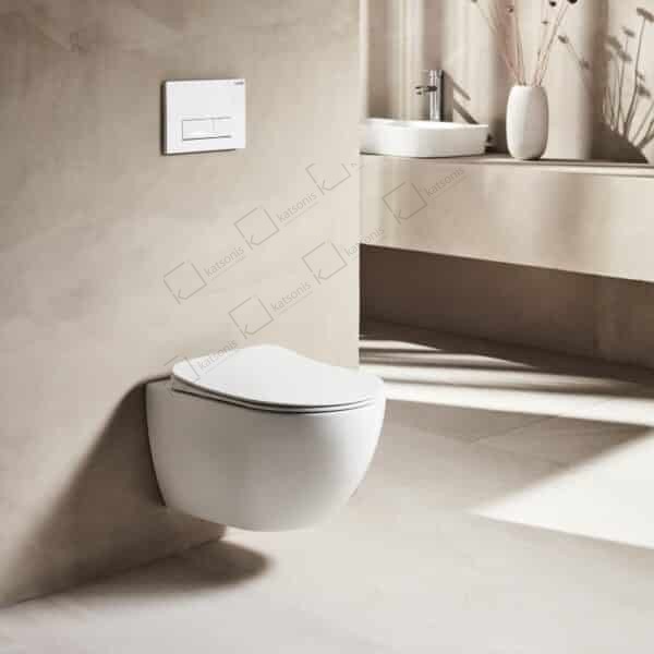 Λεκάνη Κρεμαστή FREE RIM-OFF Λευκή Περλέ Ματ (FE322.G0100) Wall-Hung Pan FREE RIM-OFF White Pearl Matt (FE322.G0100) - Image 1