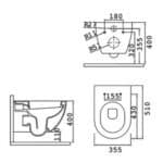 Λεκάνη Κρεμαστή FREE RIM-OFF Μαύρη Ματ (FE322.H0100) Wall-Hung Pan FREE RIM-OFF Black Matt (FE322.H0100) - Image 2