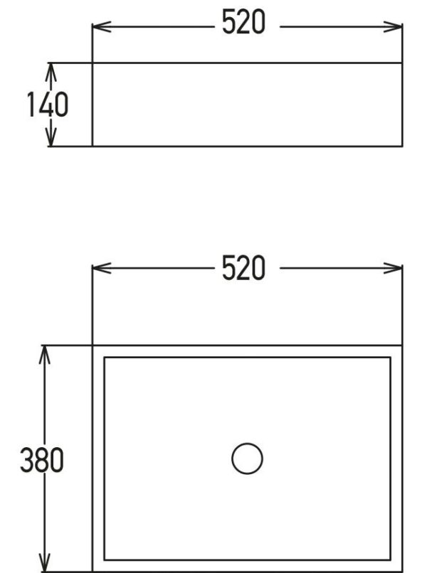 Νιπτήρας ROCK 52x38x14 Λευκός Washbasin ROCK 52x38x14 White - Image 2