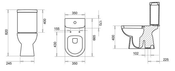 Λεκάνη Χ.Π. POINT Κατωστόμια WC Set POINT P-Trap   SLIM SOFT CLOSING THERMOPLAST (41224-2) ΧΠ P (POI 3100 TH ) - Image 2