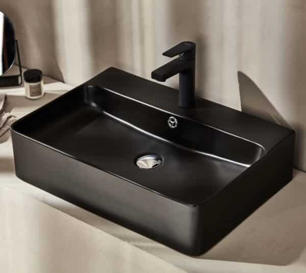 Νιπτήρας STRATA 60.5x41.5x13 Μαύρος Mατ Washbasin STRATA 60.5x41.5x13 Black Matt - Image 1