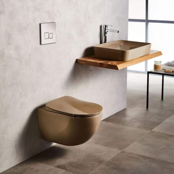 Λεκάνη Κρεμαστή FREE Καπουτσίνο Ματ (FE320.F0100) Wall-Hung Pan FREE Cappuccino Matt (FE320.F0100) ΜΕ ΚΑΛΥΜΜΑ - Image 1