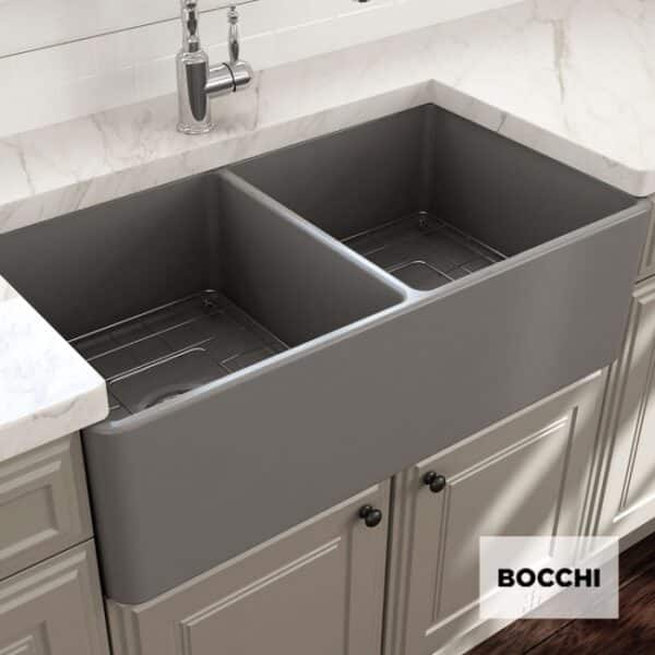 Νεροχυτης Επικαθημενος  84x46 Bocchi Grey Matt - Image 1
