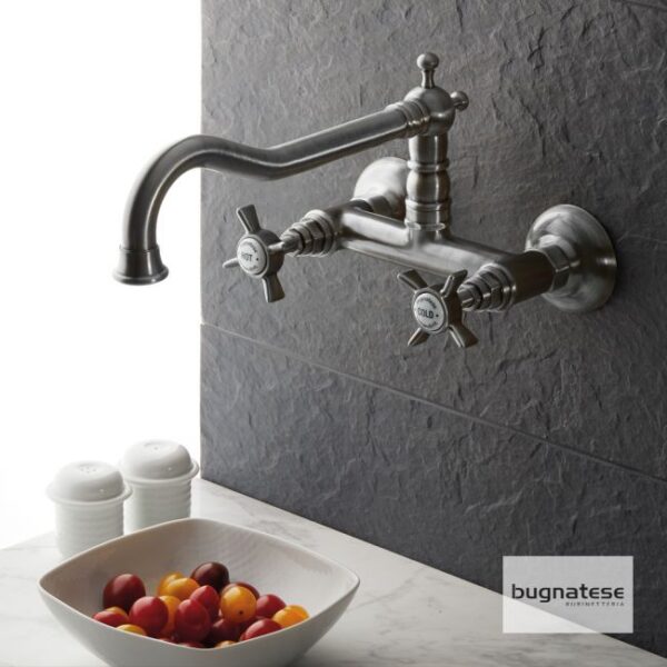 Μπαταρια Νεροχυτη  Τοιχου Princeton Bugnatese Inox Finish - Image 1