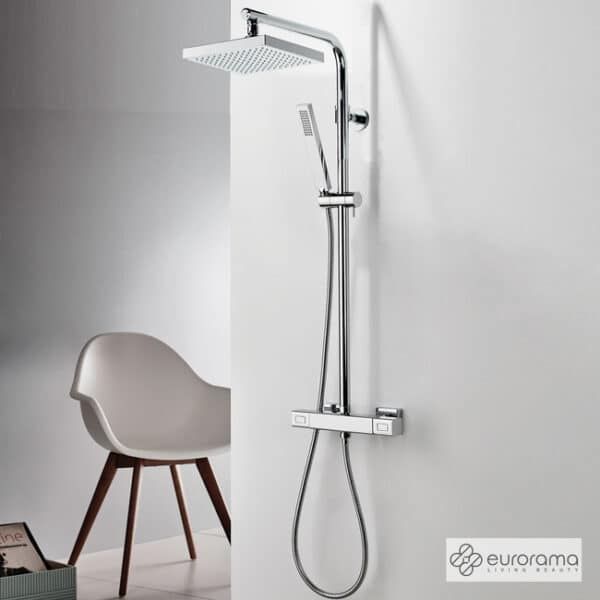 Μπαταρια Ντουζ&σταθερη Κολωνα&κεφαλη Thermo Square Eurorama Chrome - Image 1