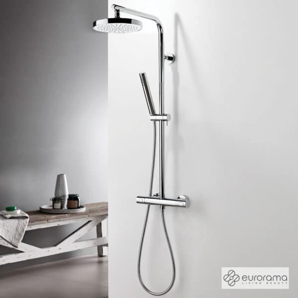 Μπαταρια Ντουζ&σταθερη Κολωνα&κεφαλη Thermo Round Eurorama Chrome - Image 1