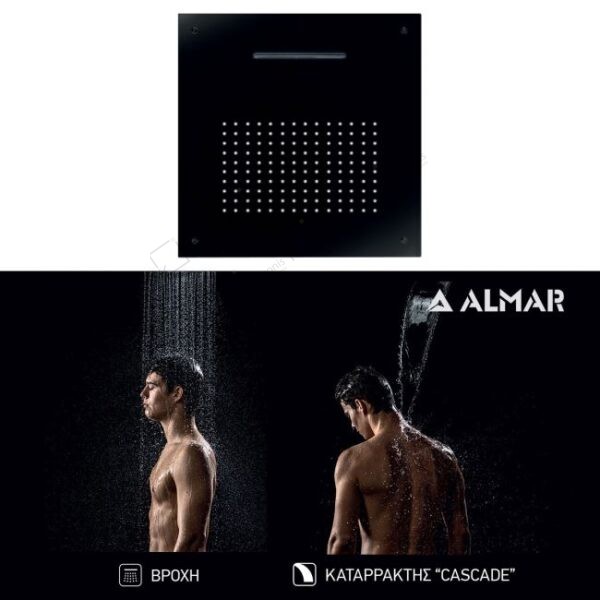 Κεφαλη Οροφης Temptation 50x50 Almar Inox Black Matt - Image 1