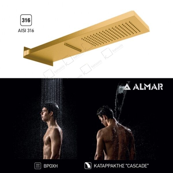 Κεφ.Ντουζ Καταρρ.Smart 19,2x5,5 Almar Inox Chrome - Image 1