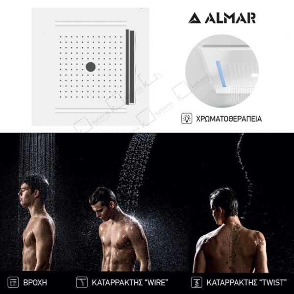 Κεφαλη Οροφης Temotion Χρωματ/Πεια 50x50 Almar Inox White Matt - Image 1