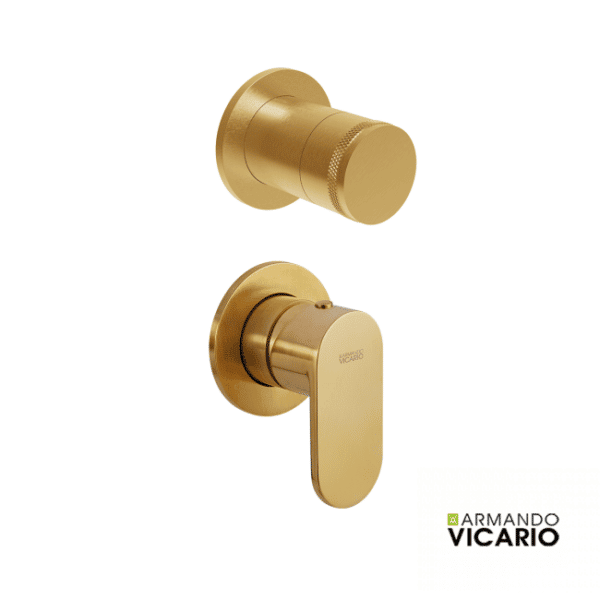 Μικτης  Εντοιχισμου Με Εκτροπεα 2 Εξοδων Slim Armando Vicario Gold Brushed - Image 1