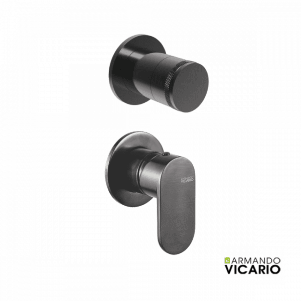 Μικτης  Εντοιχισμου Με Εκτροπεα 2 Εξοδων Slim Armando Vicario Black Brushed - Image 1