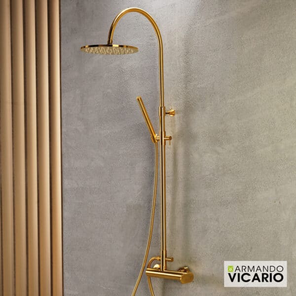 Μπαταρια Ντουζ & Επεκταση Κολωνα & Κεφαλη Slim Armando Vicario Brushed Gold - Image 1
