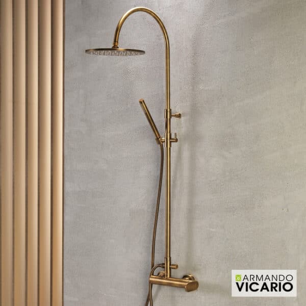 Μπαταρια Ντουζ & Επεκταση Κολωνα & Κεφαλη Slim Armando Vicario Antique Brass - Image 1