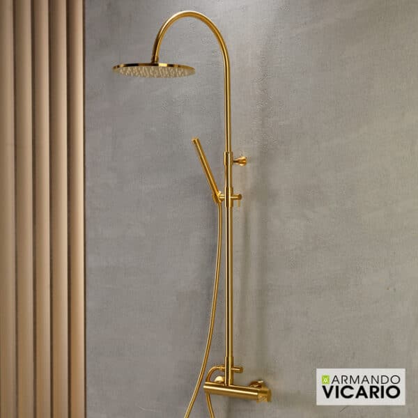Μπαταρια Ντουζ & Επεκταση Κολωνα & Κεφαλη Industrial Armando Vicario Brushed Gold - Image 1