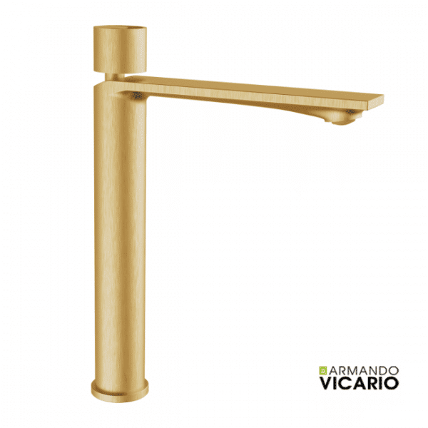 Μπαταρια Νιπτηρα Υψηλη Με Βαλβιδα Clic-Clac Halo Armando Vicario Brushed Gold - Image 1