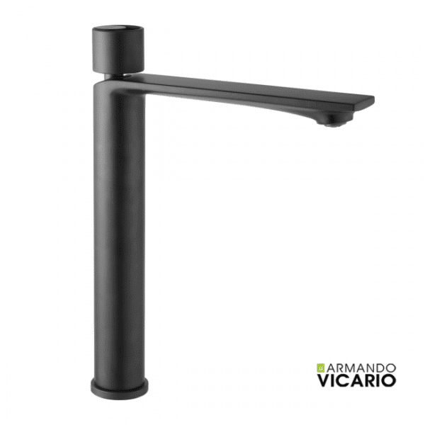 Μπαταρια Νιπτηρα Υψηλη Με Βαλβιδα Clic-Clac Halo Armando Vicario Black Matt - Image 1
