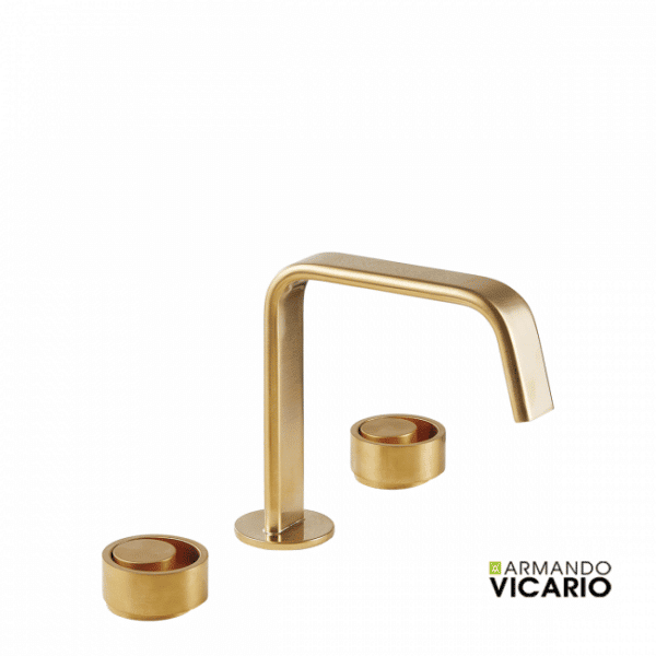 Μπαταρια Νιπτηρα3 Οπων Με Βαλβιδα Clic-Clac Halo Armando Vicario Brushed Gold - Image 1