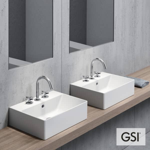 Νιπτηρας Kube-X 45x35 (1 Οπή&2 Προχ.) Gsi White - Image 1