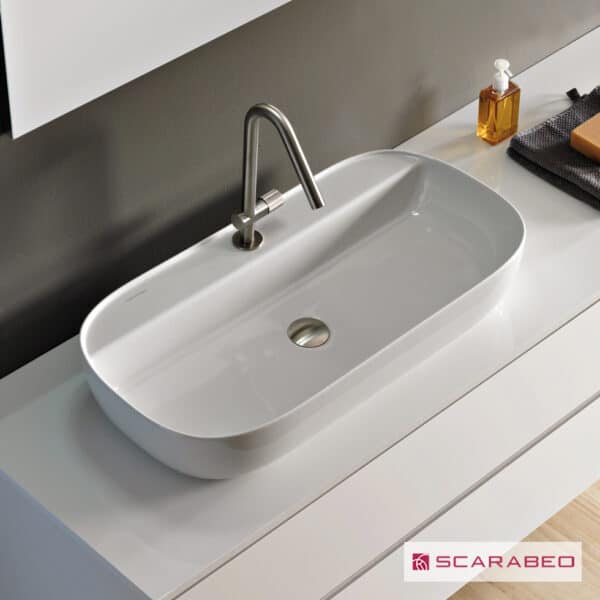 Νιπτηρας Glam76/R 76x38 (1 Οπή) Scarabeo White - Image 1