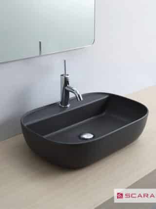 Νιπτηρας Glam56/R 56x38 (1 Οπή) Scarabeo Ardesia (Black Matt)