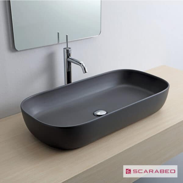 Νιπτηρας Glam 76x39 Scarabeo Ardesia (Black Matt) - Image 1