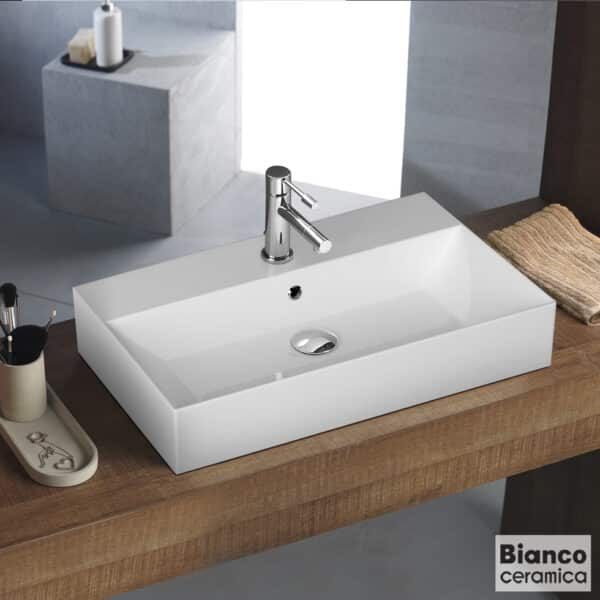 Νιπτηρας Tetra N 70x42 (1 Οπή) Bianco Ceramica White - Image 1