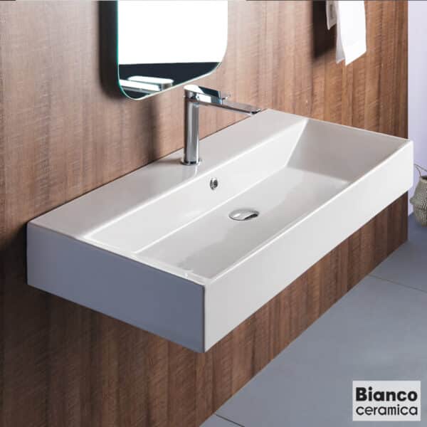 Νιπτηρας Tetra N 90x42 (1 Οπή) Bianco Ceramica White - Image 1