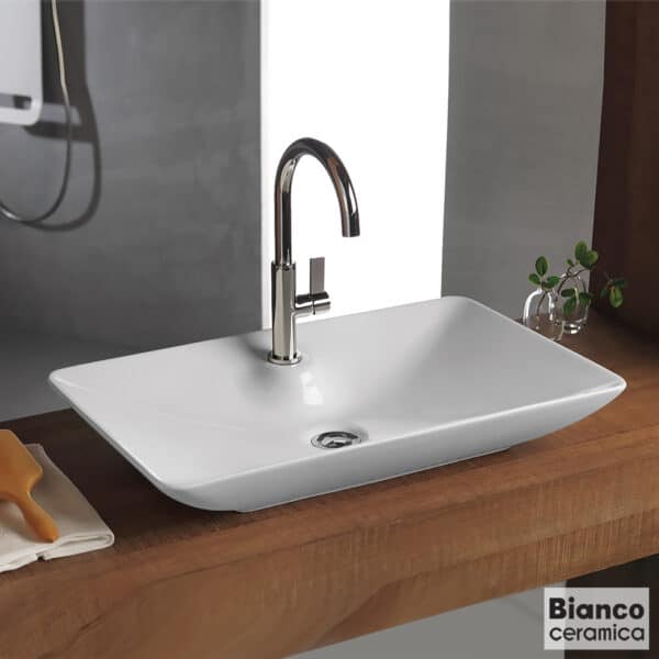 Νιπτηρας Rio 64,4x39,5 (1 Οπή) Bianco Ceramica White - Image 1