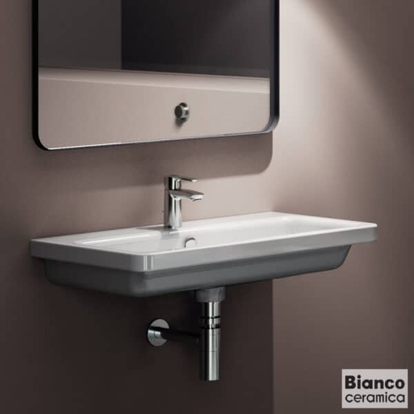 Νιπτηρας City 80x45 (1 Οπή) Bianco Ceramica White - Image 1