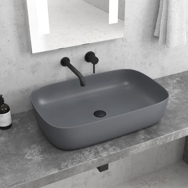 Νιπτήρας επικαθήμενος Grey Matt LT 2143-PMDG KARAG 60x39x14,5cm - Image 1