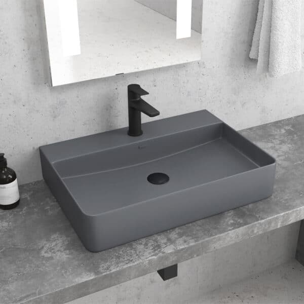Νιπτήρας επικαθήμενος γκρι ματ LT 2173 KARAG 50x42x12cm - Image 1