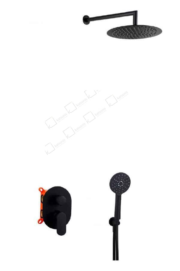 Κιτ εντοιχισμού ντους AQG BETA – ER208 Μαύρο Ματ (19BETER20805) - Image 1