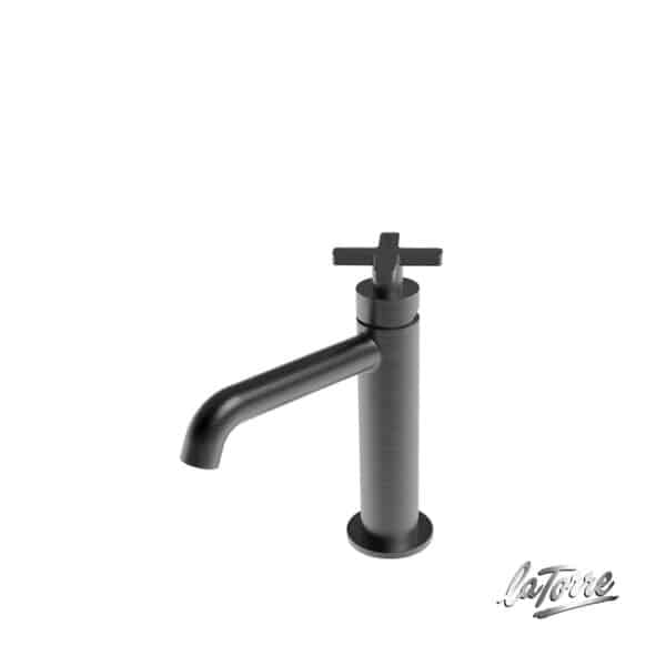 Μπαταρία νιπτήρα ήρος και βαλβίδα clic-clac elle cross la torre black brushed - Image 1