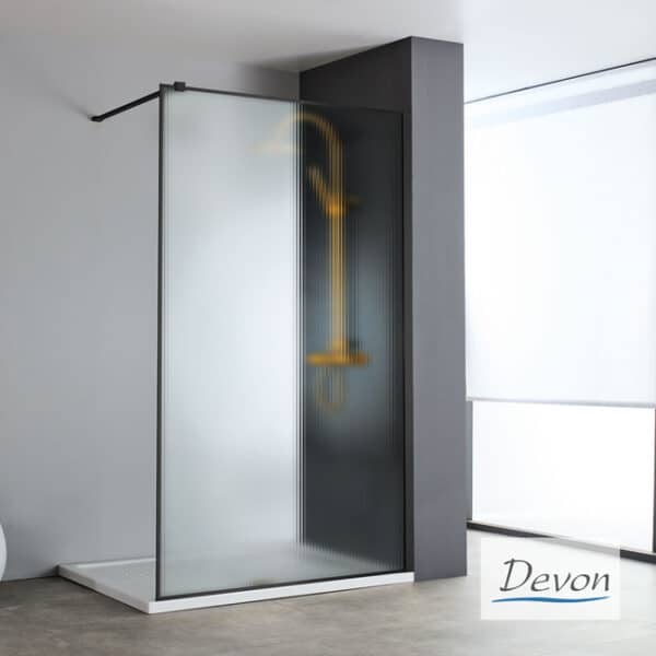 Διαχωριστικό ντους Iwis walk-in 87-89 εκ H200 fluted clean-glass black matt - Image 1
