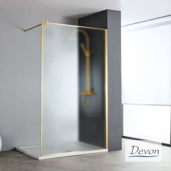 Διαχωριστικό ντους Iwis walk-in 77-79 εκ H200 fluted clean pvd aisi304 gold brushed - Image 1