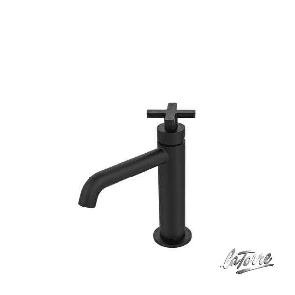 Μπαταρία νιπτήρα ήρος και βαλβίδα clic-clac elle cross la torre black matt - Image 1