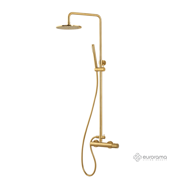 Μπαταρία ντουζιέρας και κολώνα με κεφαλή  oso brushed gold - Image 1