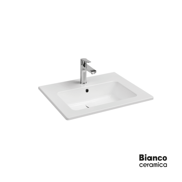 Νιπτήρας flat 62,5x46,5 (1 οπή) bianco ceramica white - Image 1