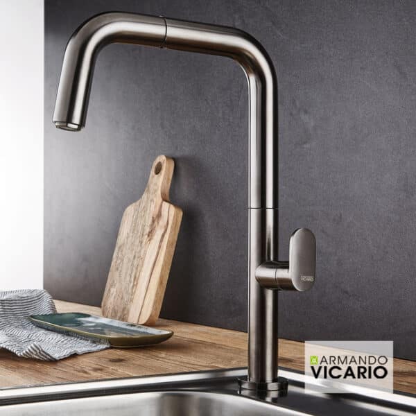 Μπαταρία νεροχύτη eva vicario black brushed - Image 1