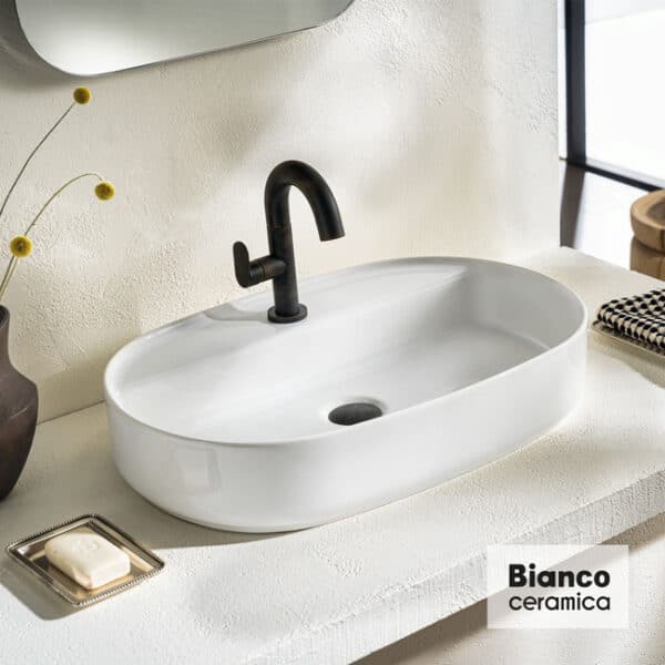 Νιπτήρας 60x40 (1 οπή) bianco ceramica white - Image 1