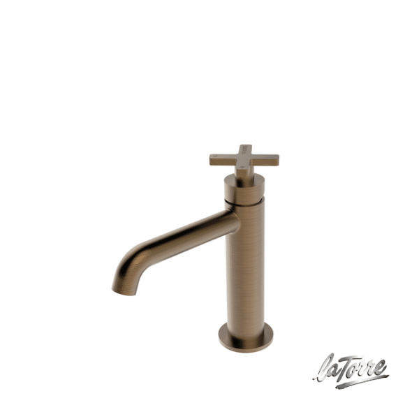 Μπαταρία νιπτήρα ήρος και βαλβίδα clic-clac elle cross la torre antique brass - Image 1