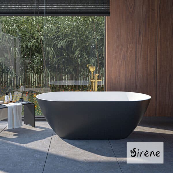 Cusco μπανιερα freestd 165x85 sirene black matt εξω/white matt μεσα - Image 1