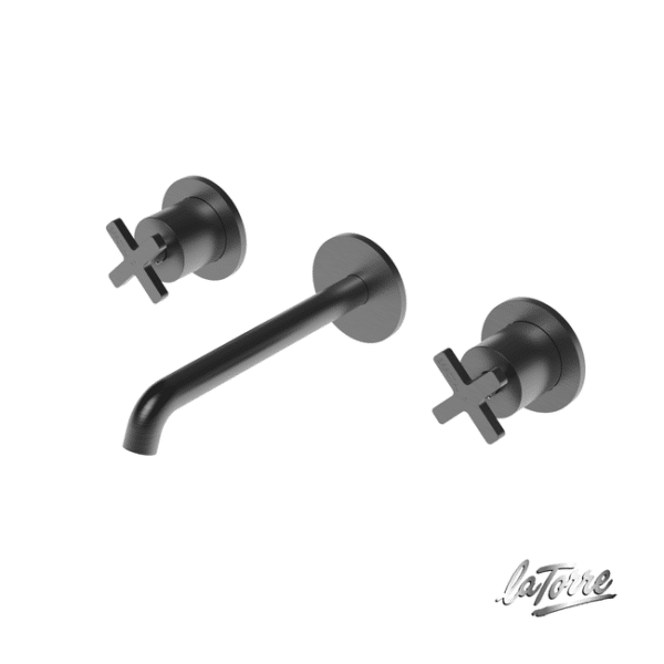 Μπαταρία νιπτήρα ήρος τοίχου 3 οπων elle cross la torre black brushed - Image 1