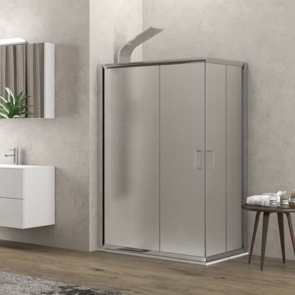 Καμπίνα ορθογώνια με fabric κρύσταλλο NEW FLORA 100 Χρωμέ KARAG 70x100x180cm - Image 1