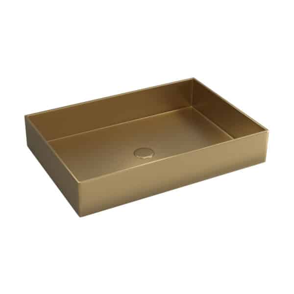Νιπτήρας επικαθήμενος με βαλβίδα SATURN Gold KARAG 55x38x10cm - Image 1