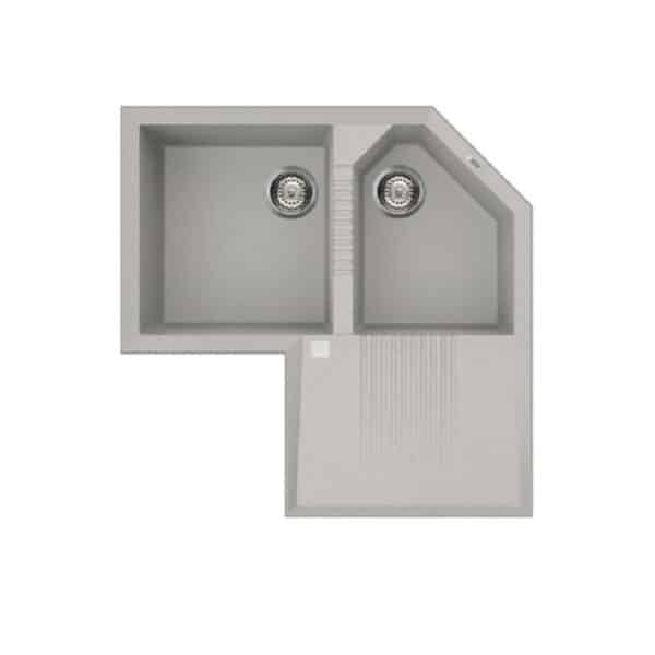 Γωνιακός νεροχύτης κουζίνας TEKNO Corner Aluminium 79 ELLECI 100x50cm - Image 1