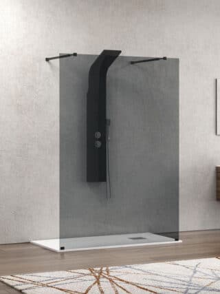 Σταθερό πάνελ καμπίνας με fume κρύσταλλο WALKIN 3 Nero KARAG 148x200cm