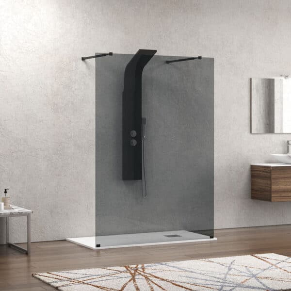 Σταθερό πάνελ καμπίνας με fume κρύσταλλο WALKIN 3 Nero KARAG 148x200cm - Image 1